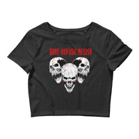 Triplex Skulls Ladies Crop Tee